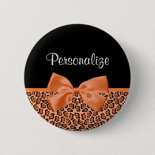 Chapa Redonda De 5 Cm Naranja Girona Negro Jaguar Cinta Cuta Con Nombre