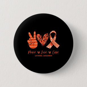 Chapa Redonda De 5 Cm Naranja Leopard Peace Love Cure Leukemia Sensibili
