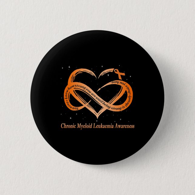 Chapa Redonda De 5 Cm Naranja Para El Guerrero De Leucemia Mieloide Crón (Anverso)