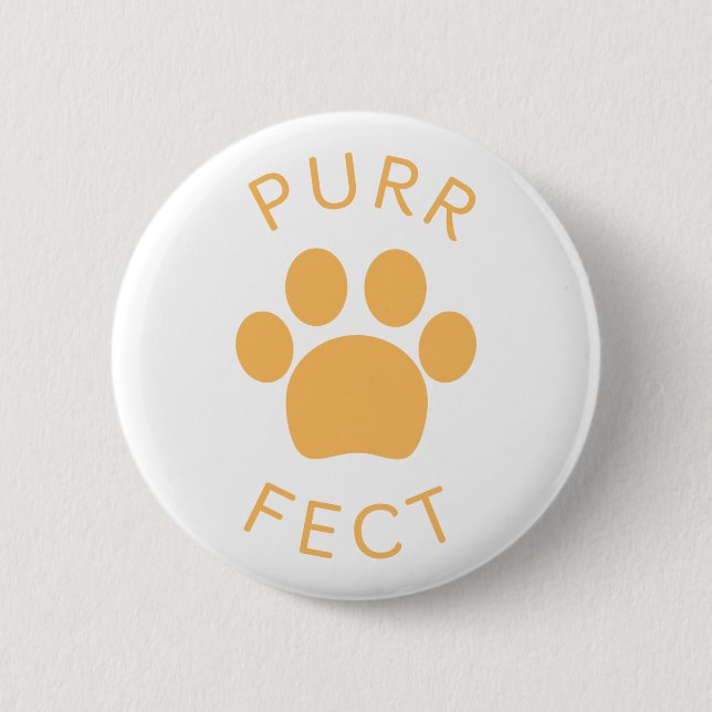 Chapa Redonda De 5 Cm Naranja perfecto para el gato Purr Paw Print (Anverso)