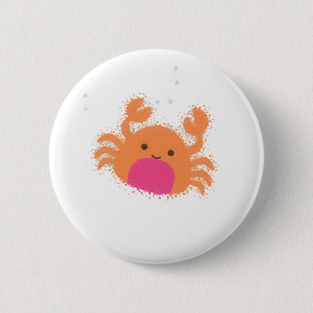 Chapa Redonda De 5 Cm Naranja Personalizado Cangrejo (Anverso)