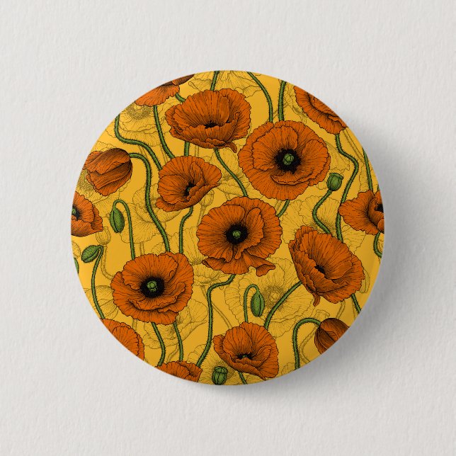 Chapa Redonda De 5 Cm Naranja Poppies (Anverso)