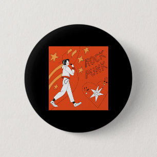 Chapa Redonda De 5 Cm Naranja Punk Rock Expreso Arte Digital Illustrati