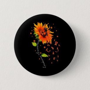 Chapa Redonda De 5 Cm Naranja Ribbon Sunflower Butterfly Leukemia Awaren