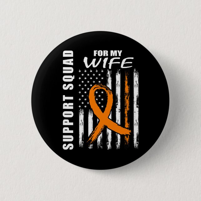Chapa Redonda De 5 Cm Naranja Ribbon Wife Leukemia Conciencia La Bandera (Anverso)
