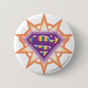 Chapa Redonda De 5 Cm Naranja Starburst de Supergirl