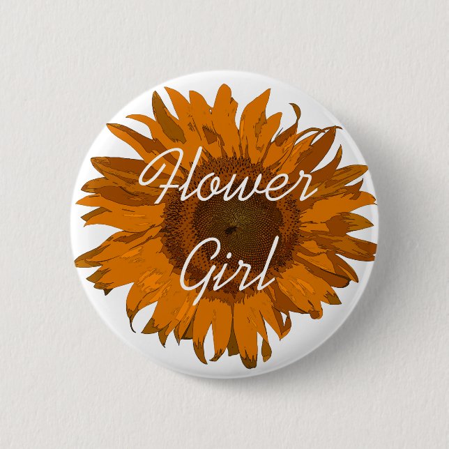 Chapa Redonda De 5 Cm Naranja Sunflower Flower Girl (Anverso)