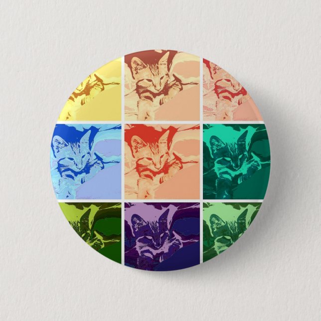 Chapa Redonda De 5 Cm Naranja Tabby Cat (Anverso)