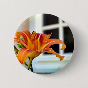 Chapa Redonda De 5 Cm Naranja Tiger Lily Badge