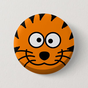Chapa Redonda De 5 Cm Naranja torpe y tigre rayado negro