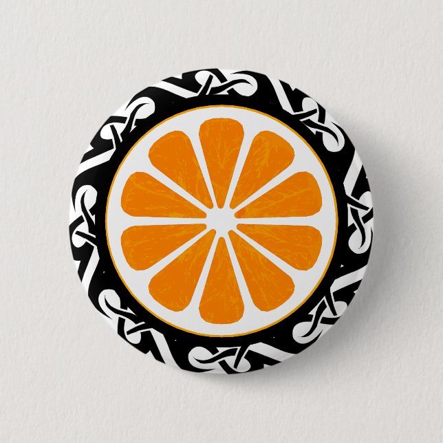 Chapa Redonda De 5 Cm naranja. tribal (Anverso)