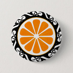 Chapa Redonda De 5 Cm naranja. tribal