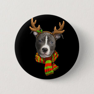 Chapa Redonda De 5 Cm Nariz azul Navidades de Pitbull Mascota de renos P