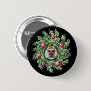 Chapa Redonda De 5 Cm Nariz de perro linda Navidad Mamá perro Fiesta Ama