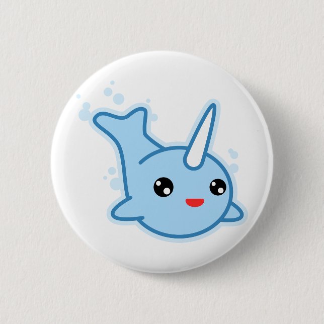 Chapa Redonda De 5 Cm Narwhal Kawaii (Anverso)