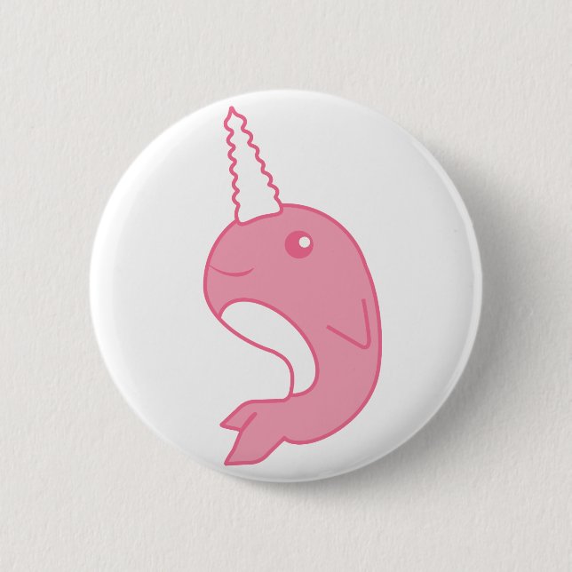 Chapa Redonda De 5 Cm Narwhal rosado (Anverso)
