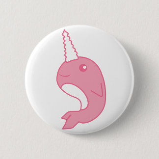 Chapa Redonda De 5 Cm Narwhal rosado