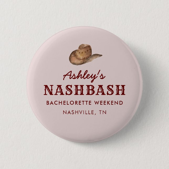 Chapa Redonda De 5 Cm Nash Bash Nashville Despedida de Soltera de Fin de (Anverso)