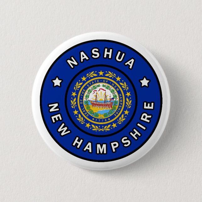 Chapa Redonda De 5 Cm Nashua New Hampshire (Anverso)