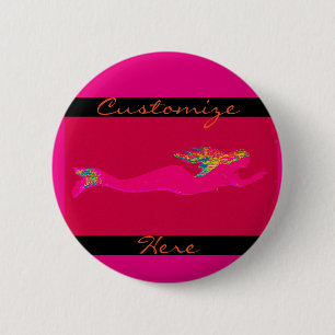 Chapa Redonda De 5 Cm natación de sirena rosa