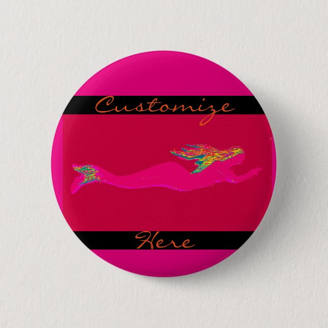 Chapa Redonda De 5 Cm natación de sirena rosa (Anverso)