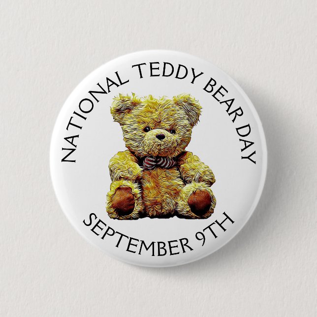 Chapa Redonda De 5 Cm National Teddy Bear Day September 9th Holiday (Anverso)