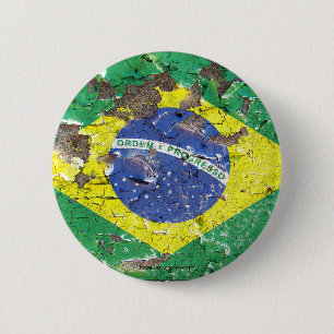 Chapa Redonda De 5 Cm Nations™ apenado - el Brasil (botón)