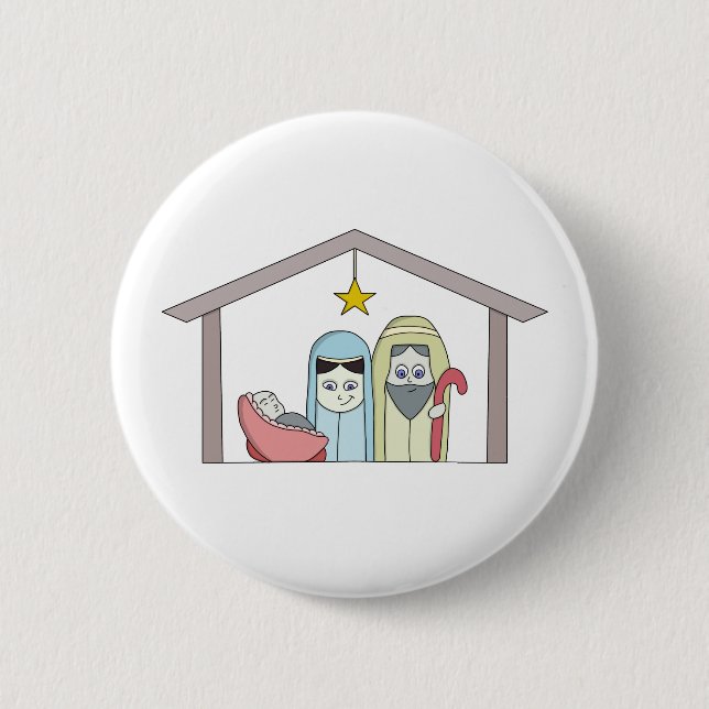 Chapa Redonda De 5 Cm Natividad de noche sagrada (Anverso)