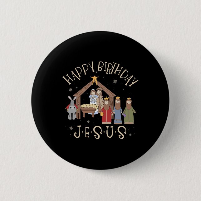 Chapa Redonda De 5 Cm Natividad Feliz cumpleaños Jesús Navidades Nativid (Anverso)