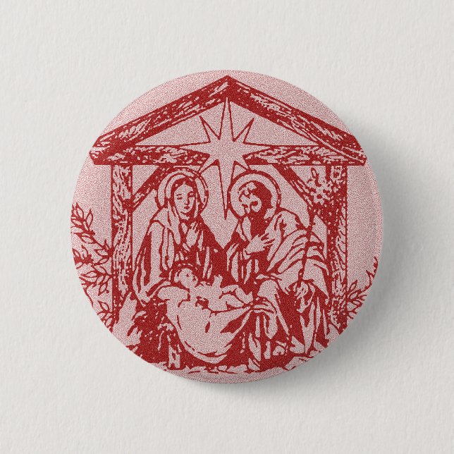 Chapa Redonda De 5 Cm Natividad roja (Anverso)