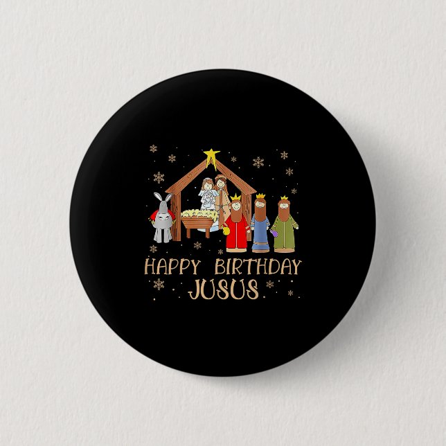 Chapa Redonda De 5 Cm Nativity Happy Birthday Jesus Christmas Nativity C (Anverso)