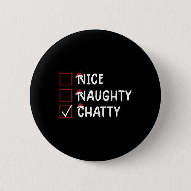Chapa Redonda De 5 Cm Naughty Chatty Cute Navidades (Anverso)