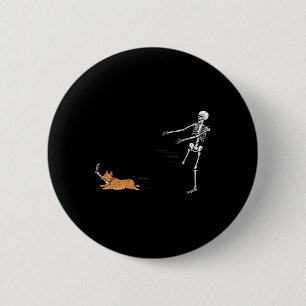 Chapa Redonda De 5 Cm Naughty Corgi Dog Fun Skeleton Halloween