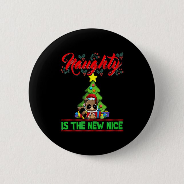 Chapa Redonda De 5 Cm Naughty Is The New Nice Christmas Santa Xmas Premi (Anverso)