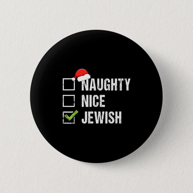 Chapa Redonda De 5 Cm Naughty Nice Jewish Shirt Santa Jew Christmas Gift (Anverso)