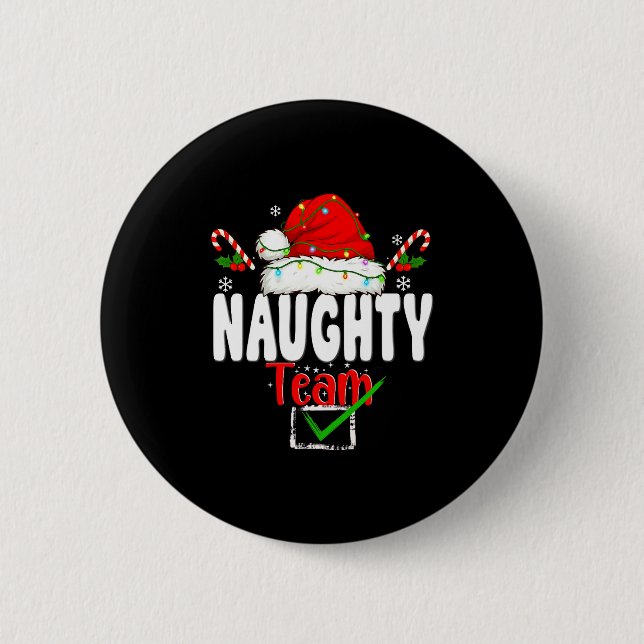 Chapa Redonda De 5 Cm Naughty Or Nice Team Matching Christmas Pajama Men (Anverso)