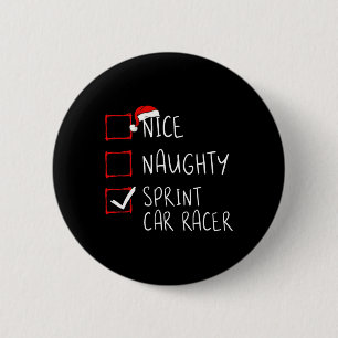 Chapa Redonda De 5 Cm Naughty Sprint Car Racer Navidades Lista Santa