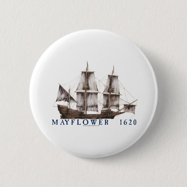 Chapa Redonda De 5 Cm nave de 9 mayflower (Anverso)