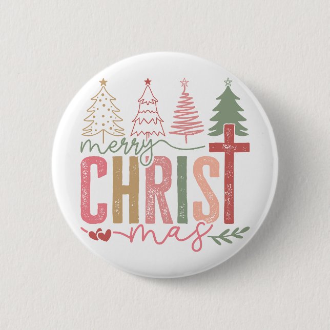 Chapa Redonda De 5 Cm Navidad Alegre Pastel Moderno  (Anverso)