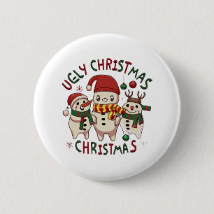 Chapa Redonda De 5 Cm Navidad blanca ;UGLY CHRISTMAS