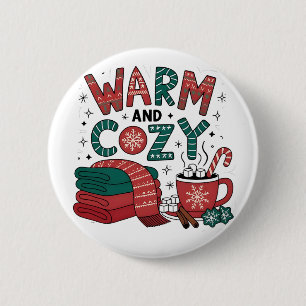 Chapa Redonda De 5 Cm Navidad Cálida Y Acogedora Chocolate Caliente