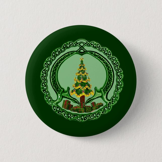 Chapa Redonda De 5 Cm Navidad Claddagh (Anverso)