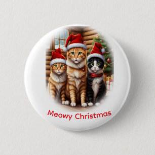 Chapa Redonda De 5 Cm Navidad de gatitos lindos