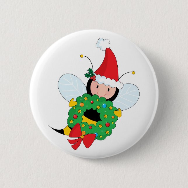 Chapa Redonda De 5 Cm Navidad de la abeja (Anverso)