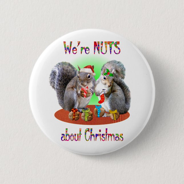 Chapa Redonda De 5 Cm Navidad de la ardilla Nuts (Anverso)