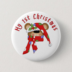 Chapa Redonda De 5 Cm Navidad de la cabeza del oso del navidad 1r