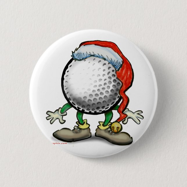 Chapa Redonda De 5 Cm Navidad del golf (Anverso)