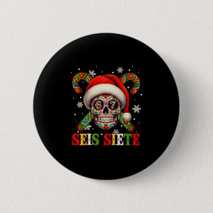 Chapa Redonda De 5 Cm Navidad Dia De Los Muertos Calavera De Azúcar Seis