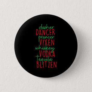 Chapa Redonda De 5 Cm Navidad Divertida Dasher Dancer Prancer Vixen Whis