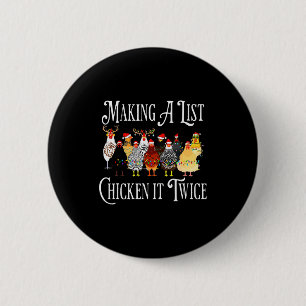 Chapa Redonda De 5 Cm Navidad Divertida de Pollo, Haciendo Una Lista Pol